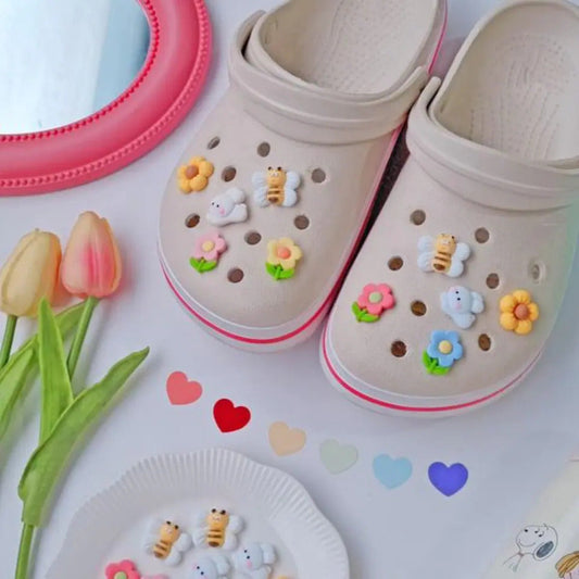 Charms 101 | Jibbitz for Crocs | Shoe Charms [10PCS] Flowers and Bees Set